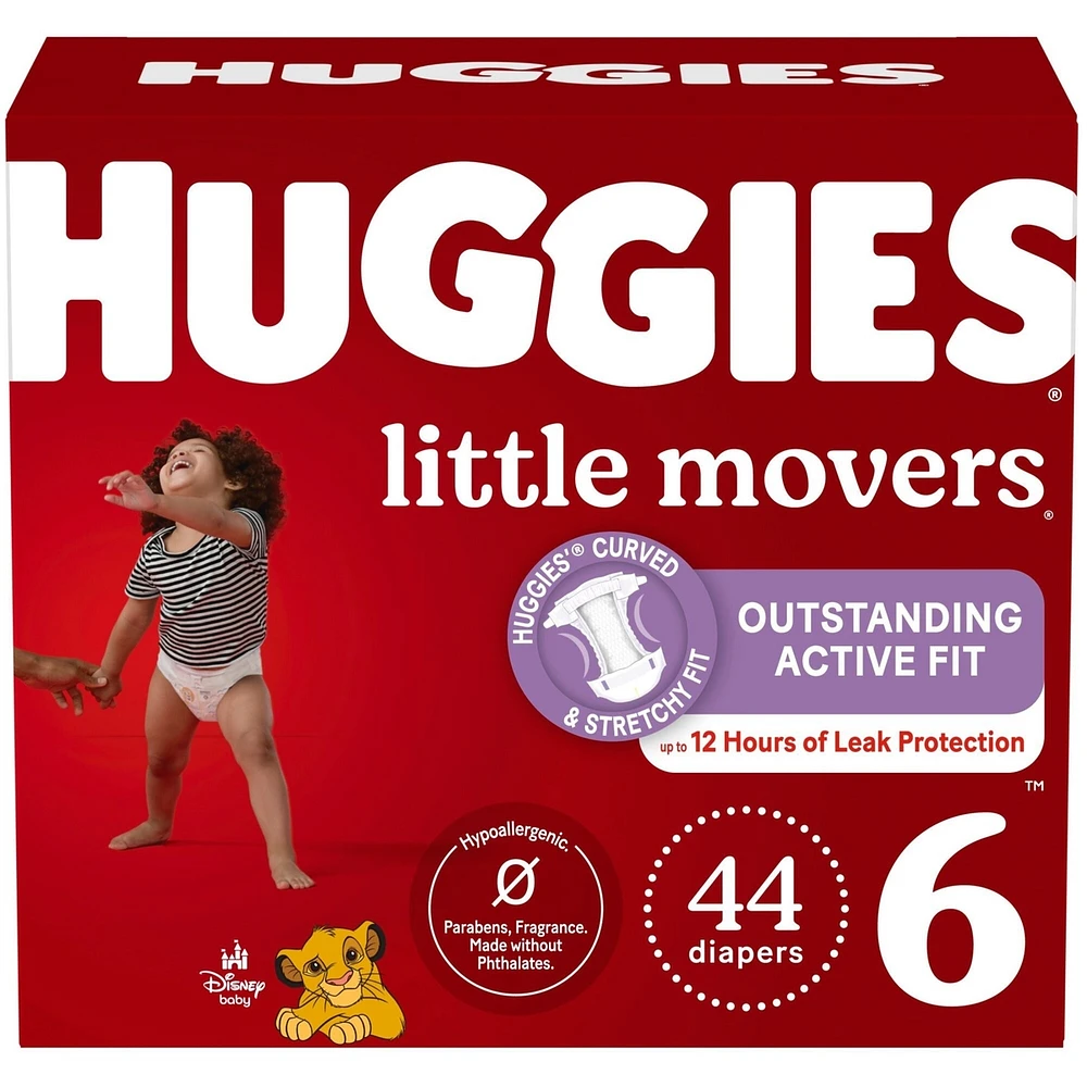 Huggies Little Movers Baby Diapers, Size 6, 44 Count
