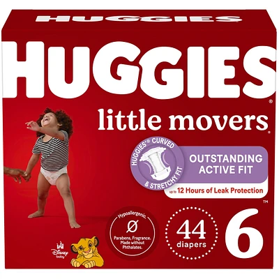 Huggies Little Movers Baby Diapers, Size 6, 44 Count