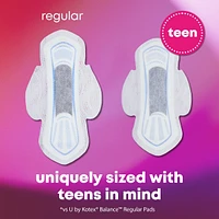 Serviettes ultraminces U by Kotex Balance avec ailes pour adolescentes, absorption accrue