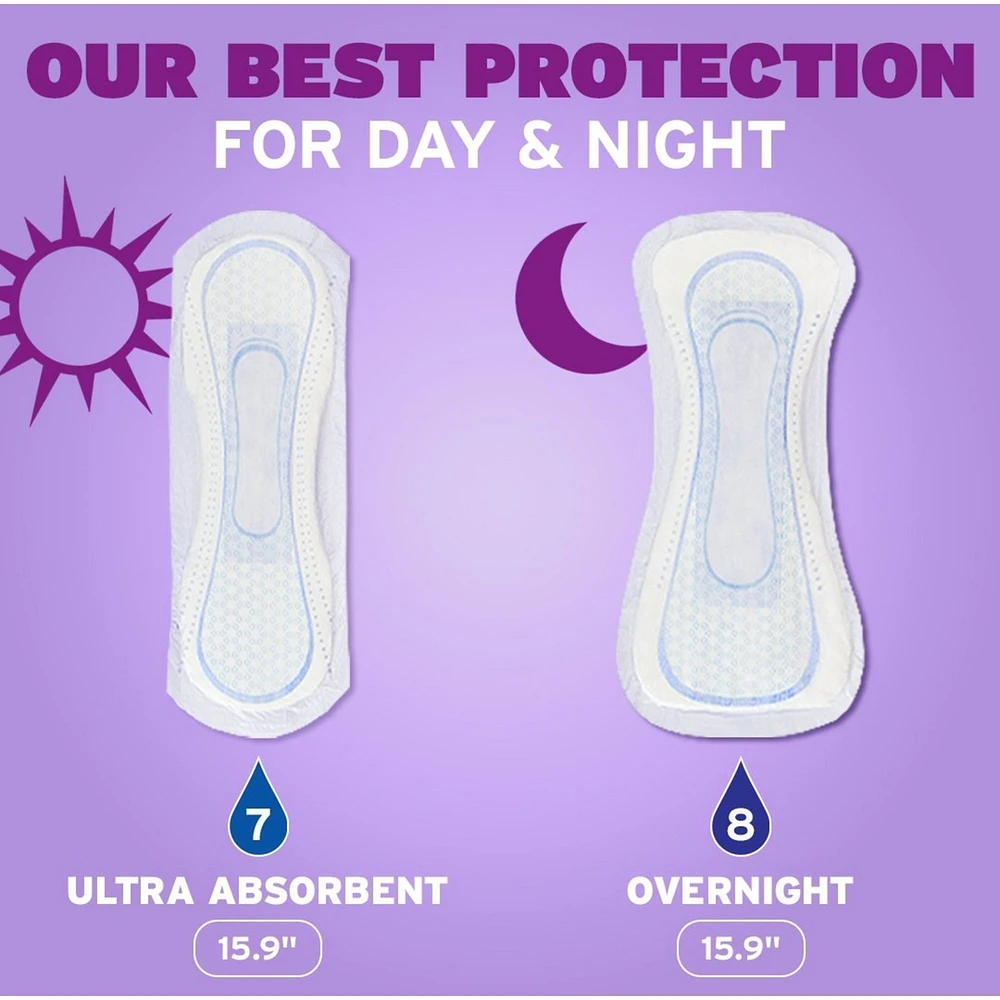 Incontinence Pads for Women/Bladder Leakage Pads/Bladder Control Pads, 8 Drop, Overnight Absorbency