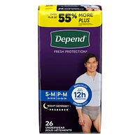 Night Defense Adult Incontinence Underwear for Men, Disposable, Overnight, Small/Medium, Grey