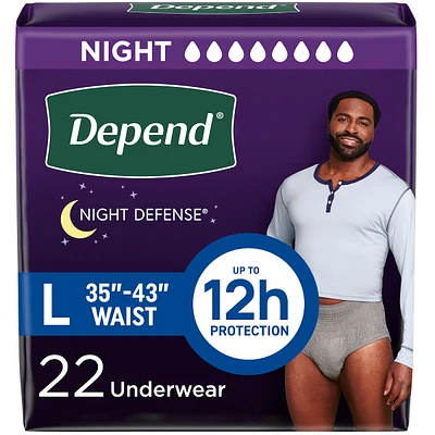 Night Defense Adult Incontinence Underwear for Men, Disposable, Overnight, Large