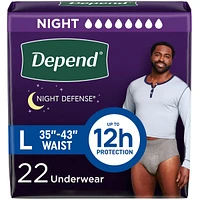 Night Defense Adult Incontinence Underwear for Men, Disposable, Overnight, Large