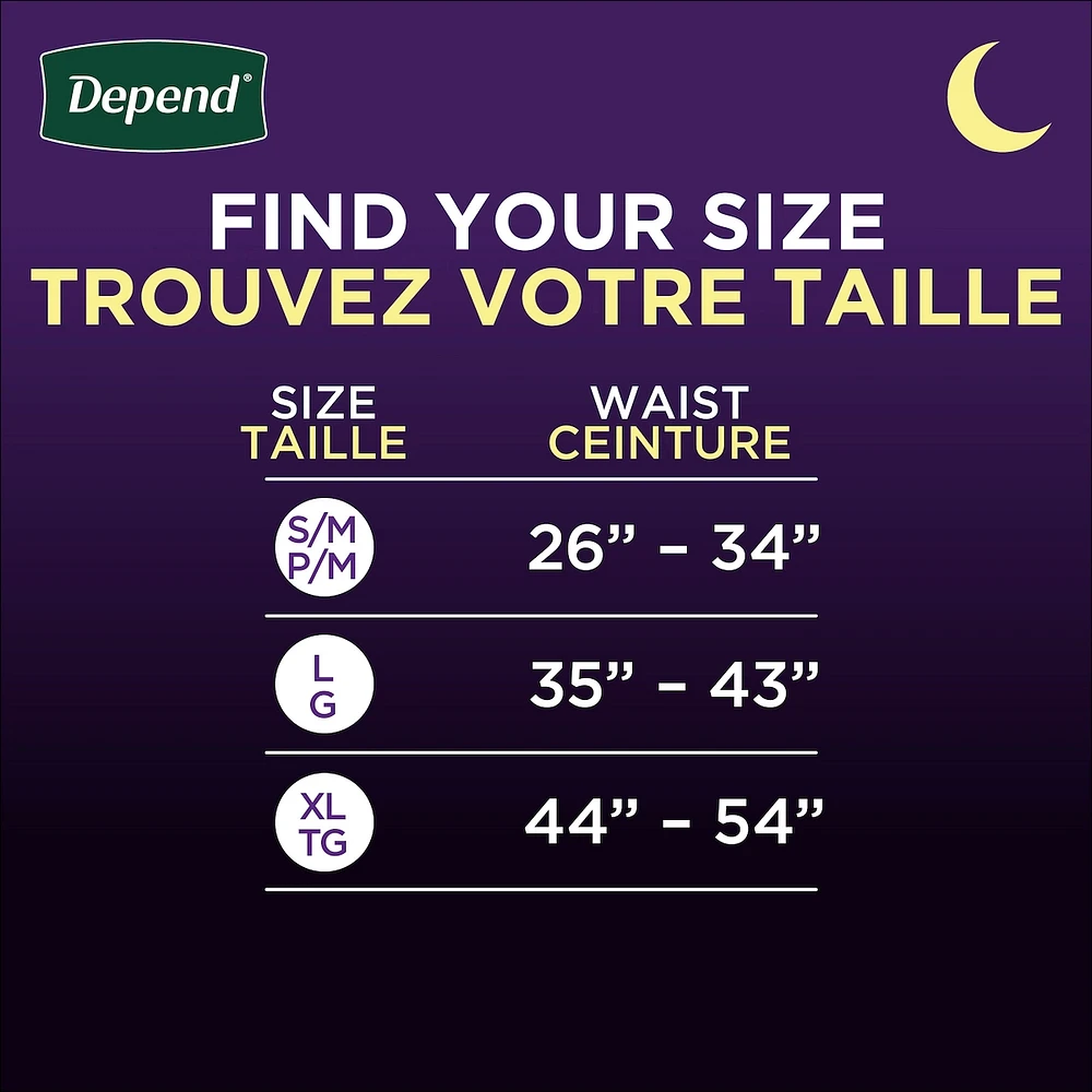 Night Defense Adult Incontinence Underwear for Men, Disposable, Overnight, Large, Grey