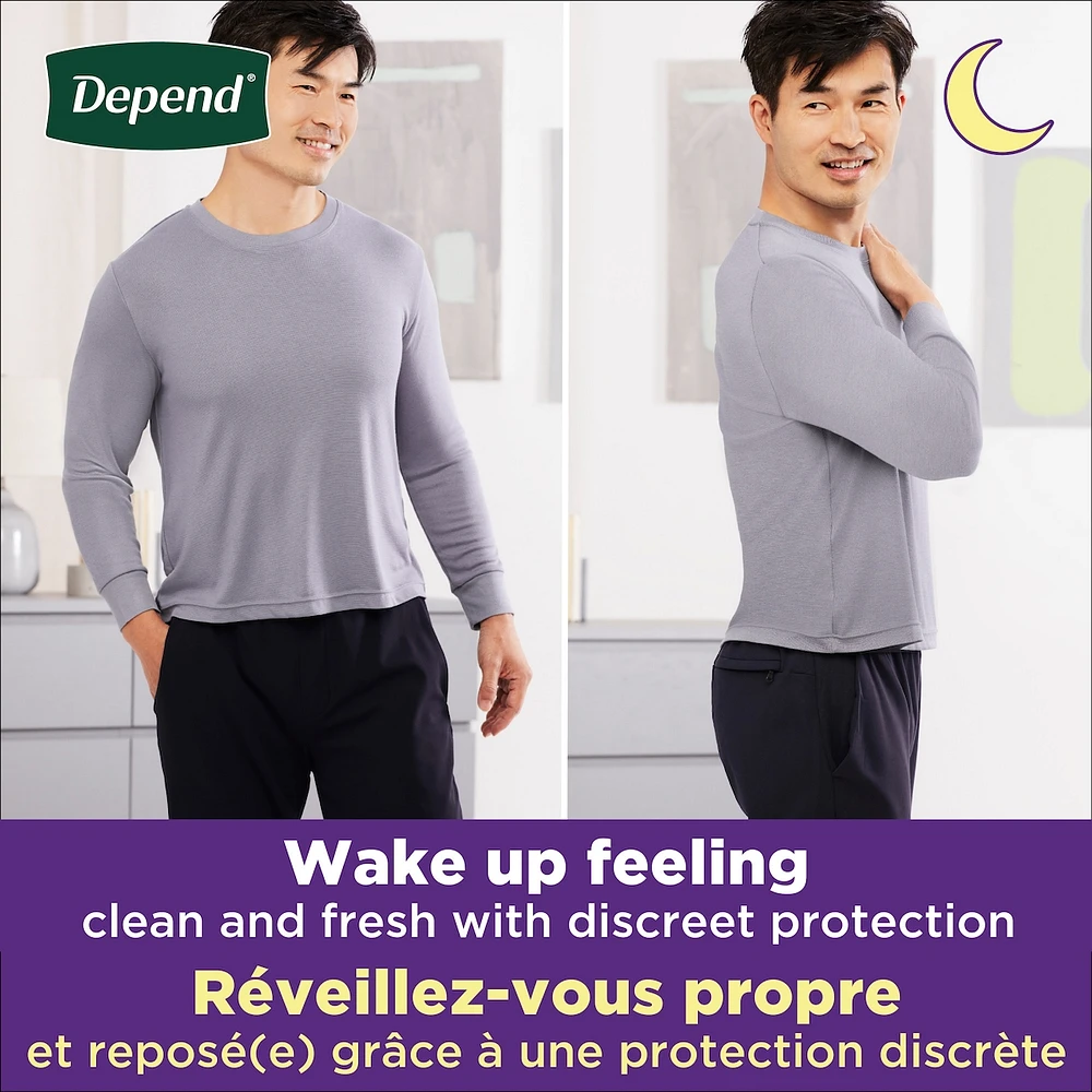 Night Defense Adult Incontinence Underwear for Men, Disposable, Overnight, Large, Grey