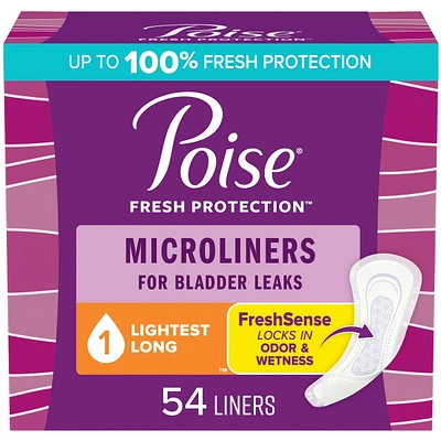 Poise Daily Microliners, Incontinence Panty Liners, 1 Drop Lightest Absorbency