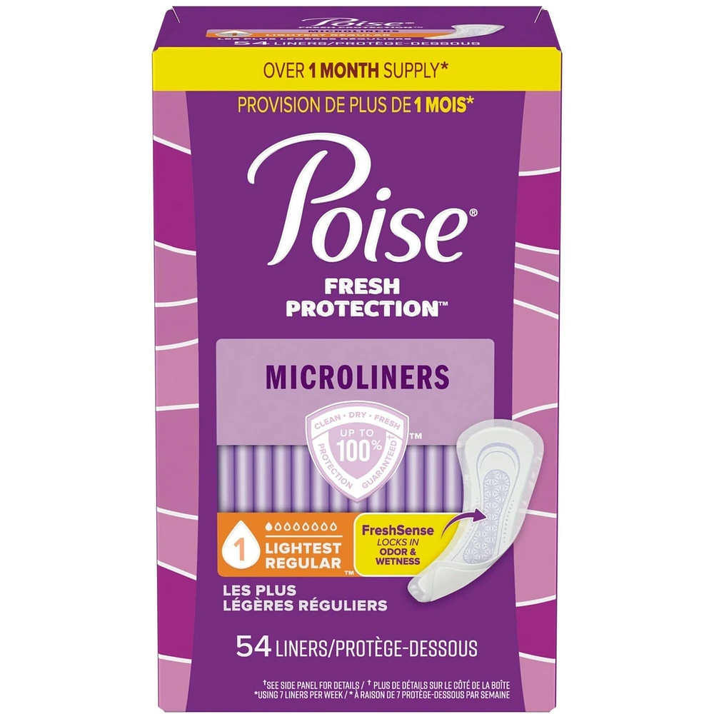 Poise Daily Microliners, Incontinence Panty Liners, 1 Drop Lightest Absorbency
