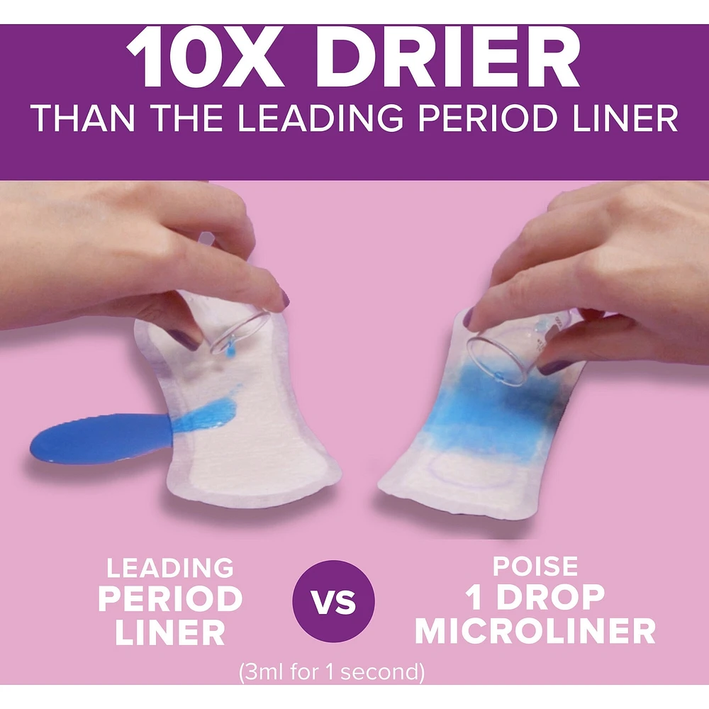 Poise Daily Microliners, Incontinence Panty Liners, 1 Drop Lightest Absorbency