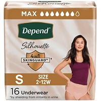 Depend Silhouette Adult Incontinence and Postpartum Underwear for Women, Small, Maximum Absorbency, Black, Pink and Berry