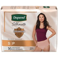 Depend Silhouette Adult Incontinence and Postpartum Underwear for Women, Small, Maximum Absorbency, Black, Pink and Berry