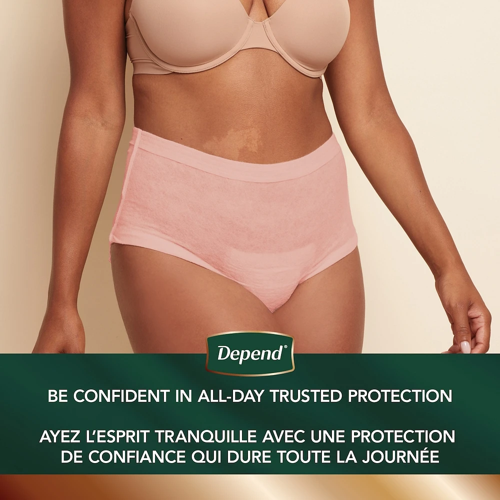 Depend Silhouette Adult Incontinence and Postpartum Underwear for Women, Large, Maximum Absorbency, Pink