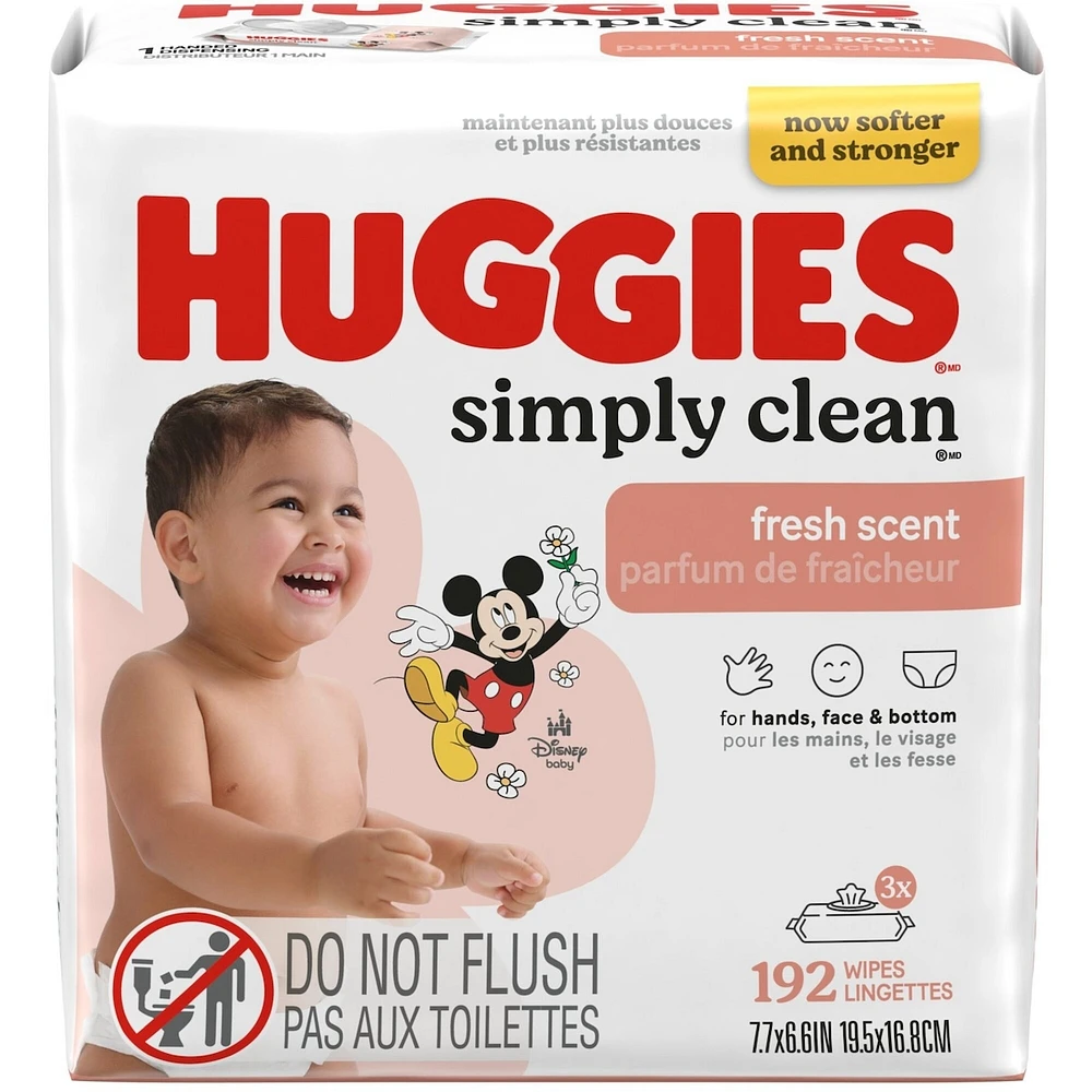 Simply Clean Fresh Scent Baby Wipes, 3 Flip-Top Packs