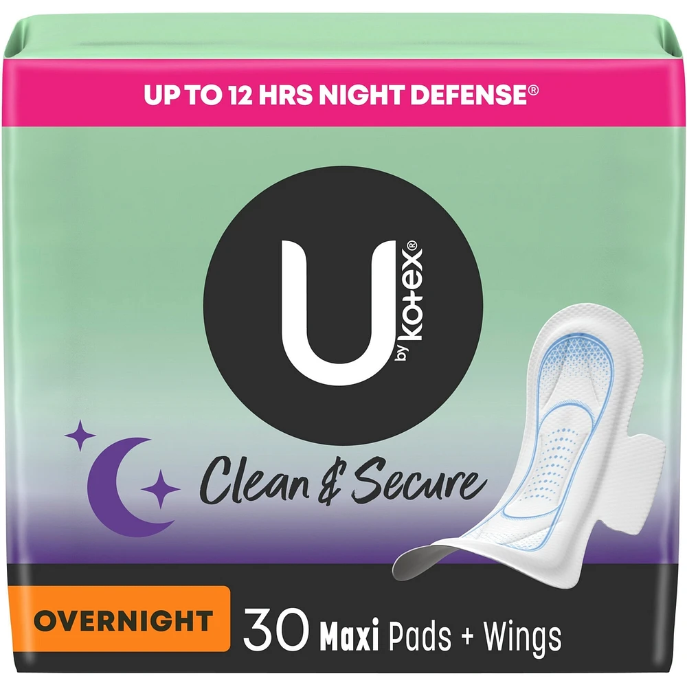 Serviettes maxi de nuit U by Kotex Clean & Secure avec ailes