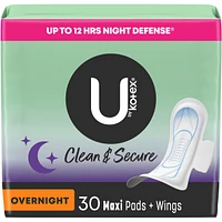 Serviettes maxi de nuit U by Kotex Clean & Secure avec ailes