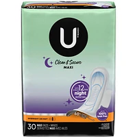 Serviettes maxi de nuit U by Kotex Clean & Secure avec ailes