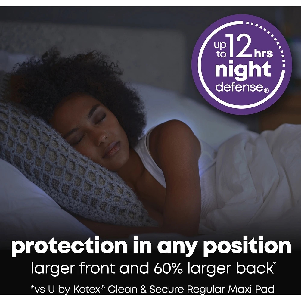 Serviettes maxi de nuit U by Kotex Clean & Secure avec ailes