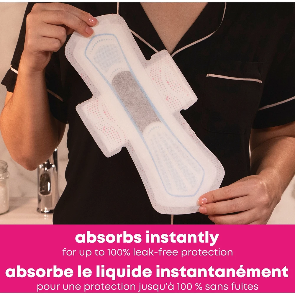 Serviettes ultraminces de nuit U by Kotex Clean & Secure avec ailes