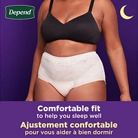 Sous-vêtements d’incontinence pour adultes Depend Night Defense pour femmes, jetables, de nuit, très grand, roses