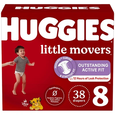 Little Movers Baby Diapers, 8 (46+ lbs), 38 Ct