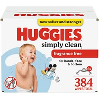 Huggies Simply Clean Unscented Baby Wipes, 6 Flip-Top Packs