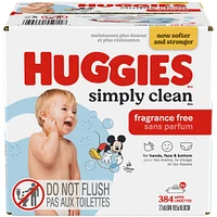 Huggies Simply Clean Unscented Baby Wipes, 6 Flip-Top Packs