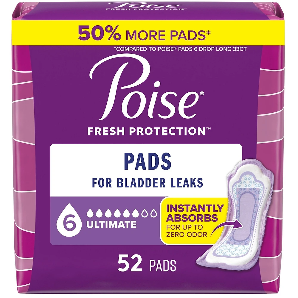 Incontinence Pads & Postpartum Pads, 5 Drop Maximum Absorbency, Long Length, 60 Count