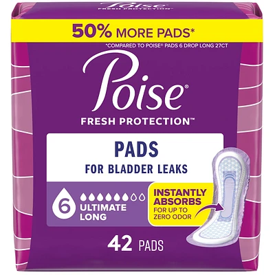 Incontinence Pads & Postpartum Pads, 5 Drop Maximum Absorbency, Long Length, 60 Count