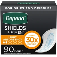 Shields Incontinence Pads for Men, Light Absorbency, 90 Count