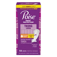 Daily Thong Liners, Incontinence Panty Liners, 1 Drop Lightest Absorbency, 50 Count of Pantiliners