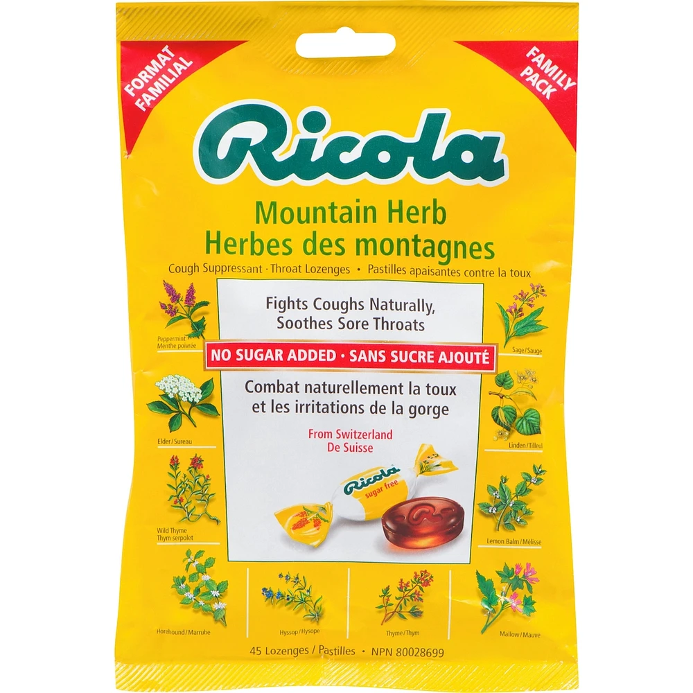 Mountain Herb No Sugar Added Family Bag Cough Suppressant Throat Lozenges