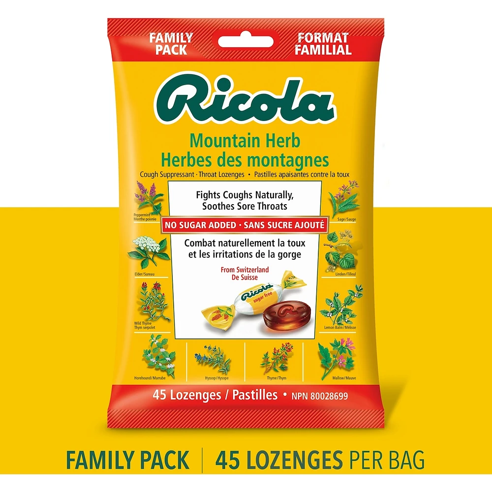 Mountain Herb No Sugar Added Family Bag Cough Suppressant Throat Lozenges