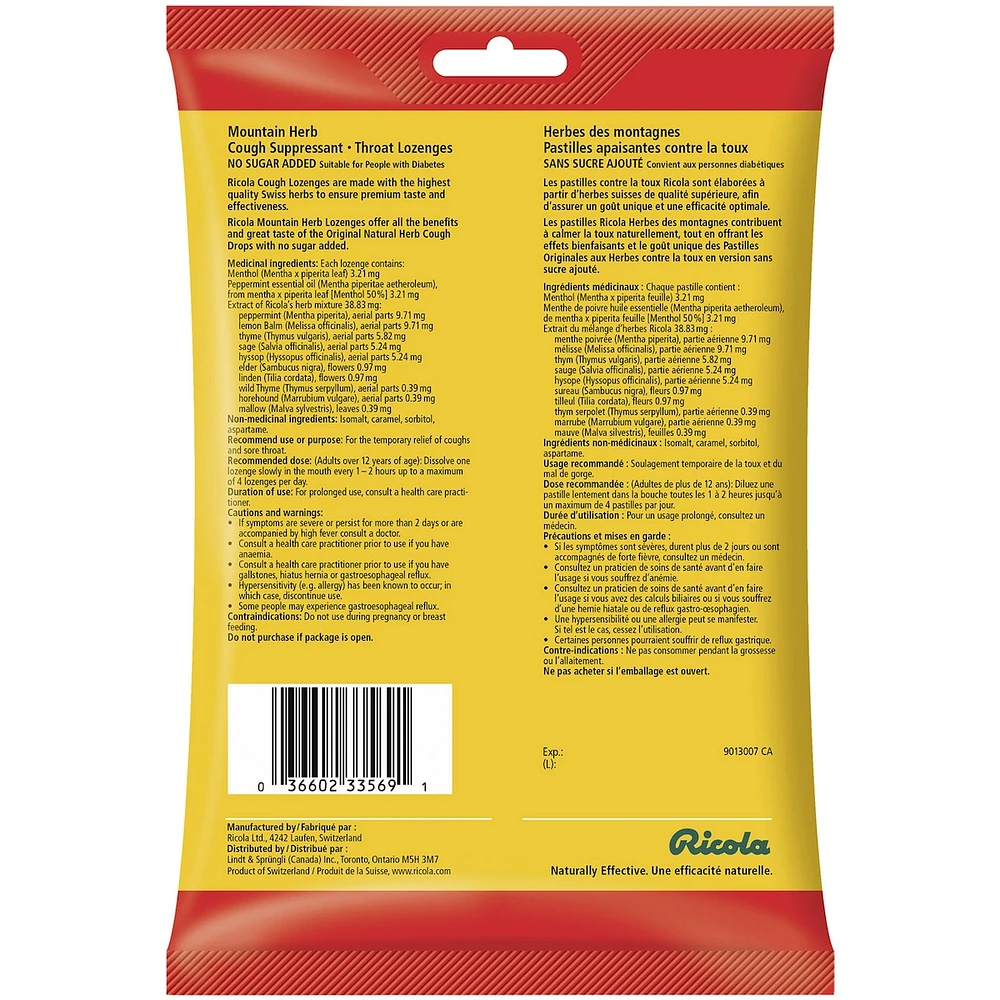 Mountain Herb No Sugar Added Family Bag Cough Suppressant Throat Lozenges