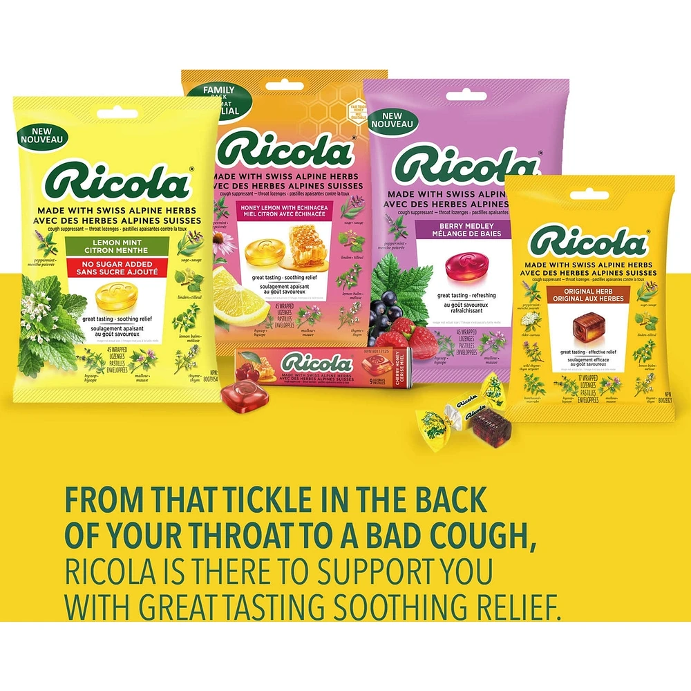 Ricola Lemon Mint No Sugar Added Throat Drops