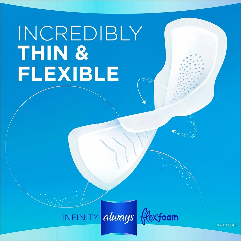 Serviettes Infinity FlexFoam pour femmes, taille 2, flux abondant, avec ailes, 16 unités