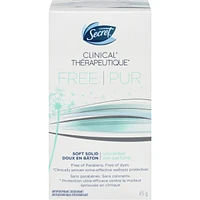Secret Clinical Antiperspirant and Deodorant Soft Solid, FREE, Sensitive Unscented, 45g