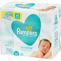 Pampers Baby Wipes Sensitive Perfume Free 3X Refill Packs (Tub Not Included) 192 Count