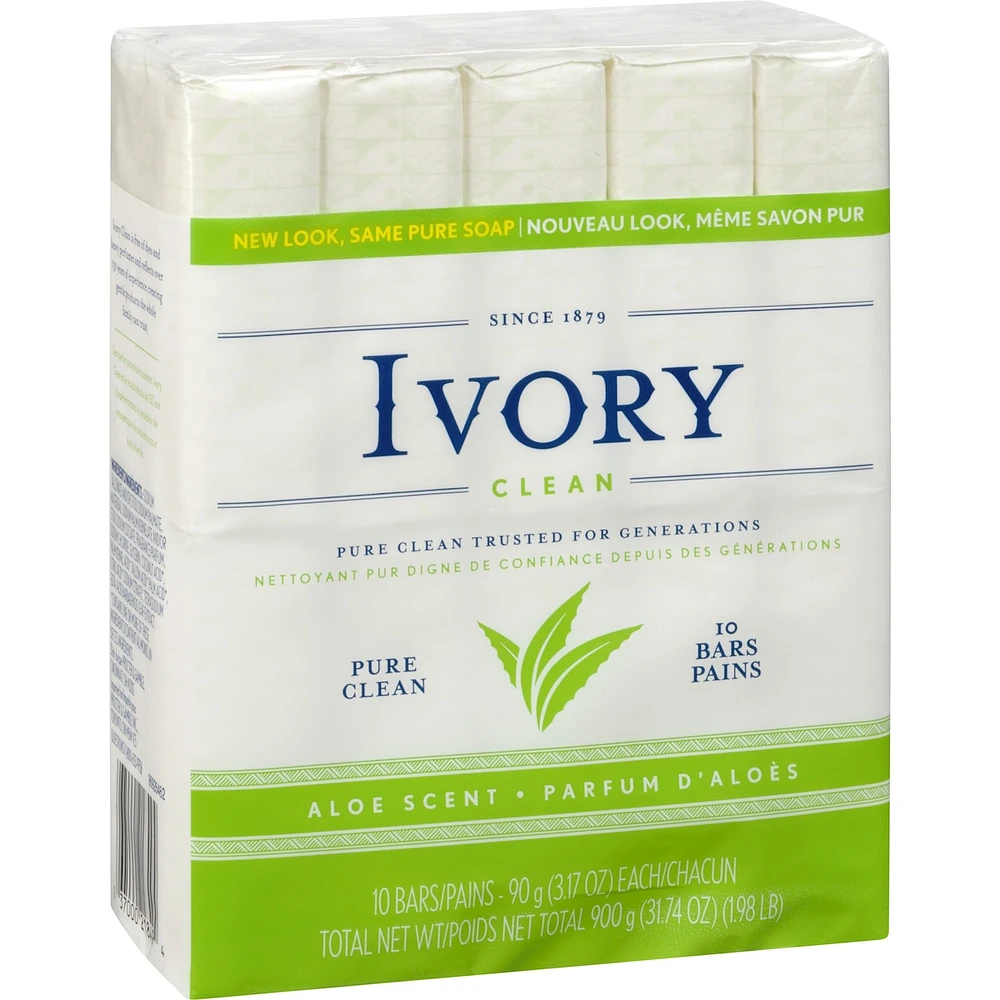 Ivory Bar Soap Aloe Scent 90 g, 10 count