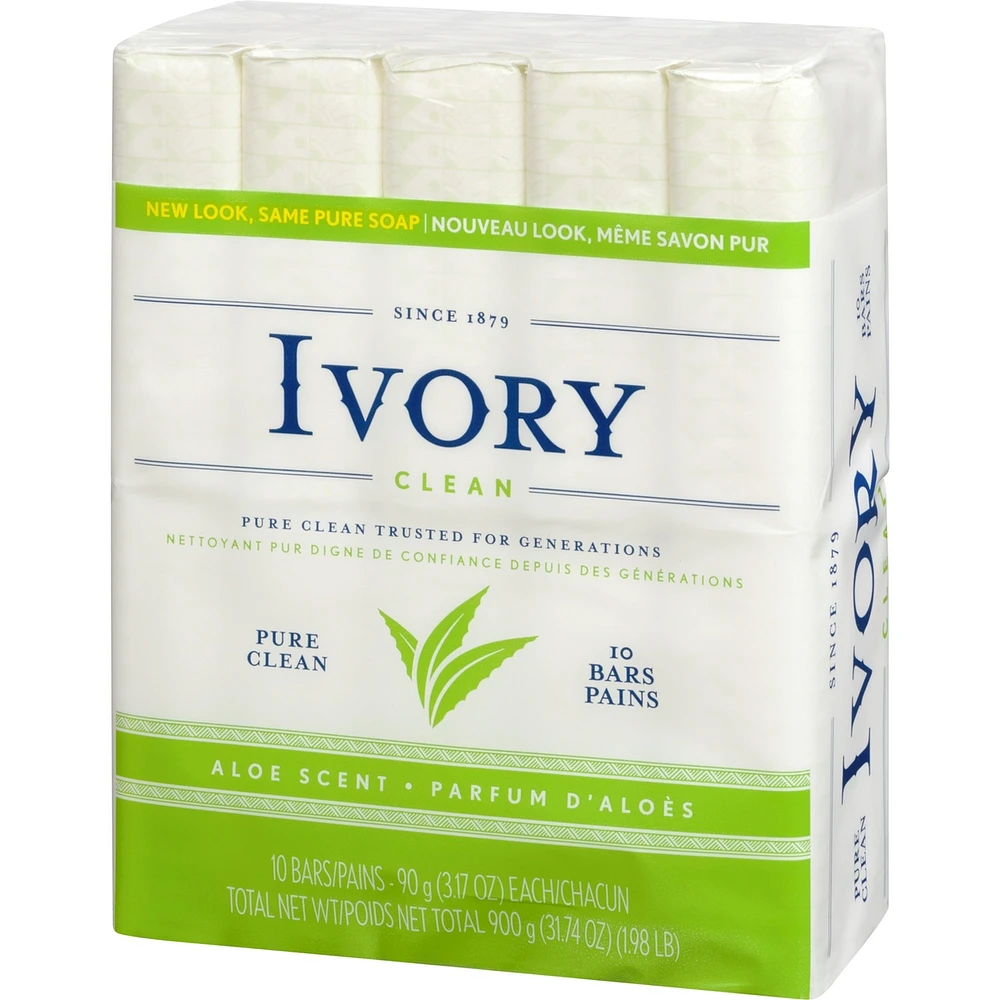 Ivory Bar Soap Aloe Scent 90 g, 10 count