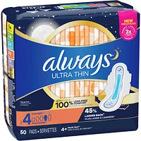 Ultra Thin Overnight Pads with Flexi-Wings, Size 4, Overnight, Unscented