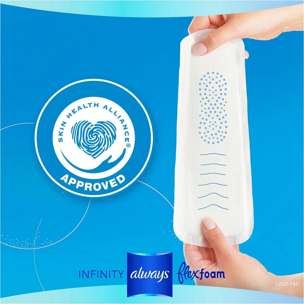 Serviettes Always Infinity FlexFoam sans ailes, taille 2, flux abondant, zéro fuites et zéro sensation, np, 32 u