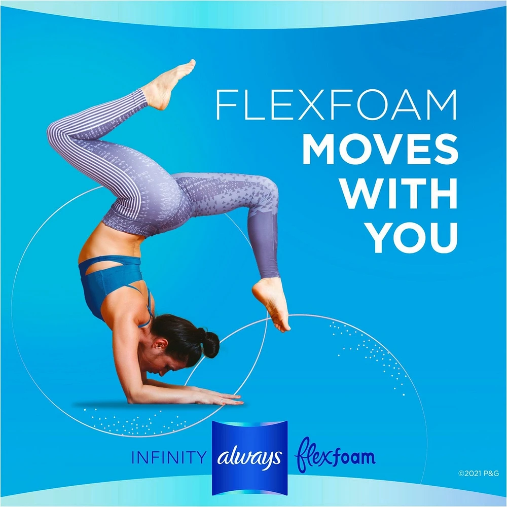 Serviettes Always Infinity FlexFoam sans ailes, taille 2, flux abondant, zéro fuites et zéro sensation, np, 32 u