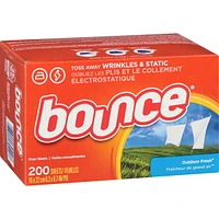 Dryer Sheets, 200 Sheets, Outdoor Fresh Scent Fabric Softener Sheets, Reduces Static, Softens and Fights Wrinkles