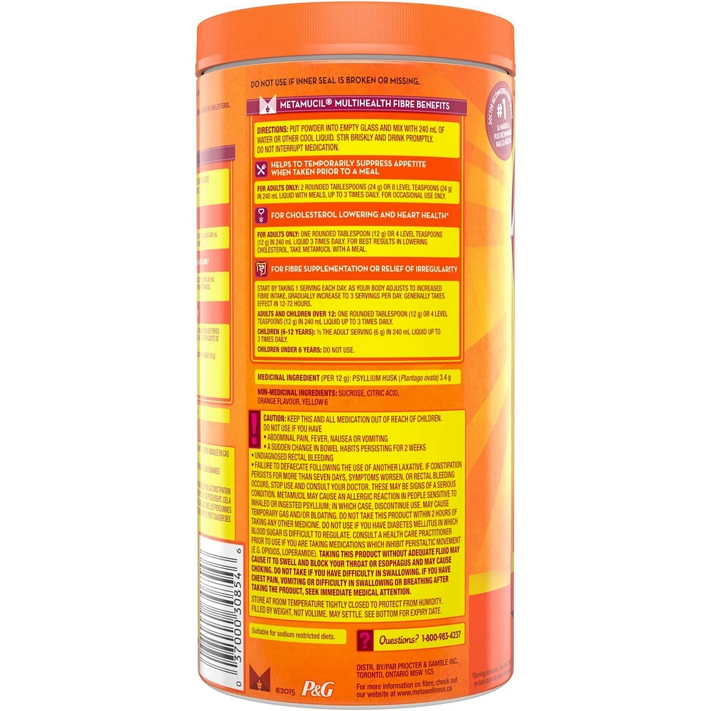 3 in 1 MultiHealth Fibre! Fiber Supplement Powder, Orange