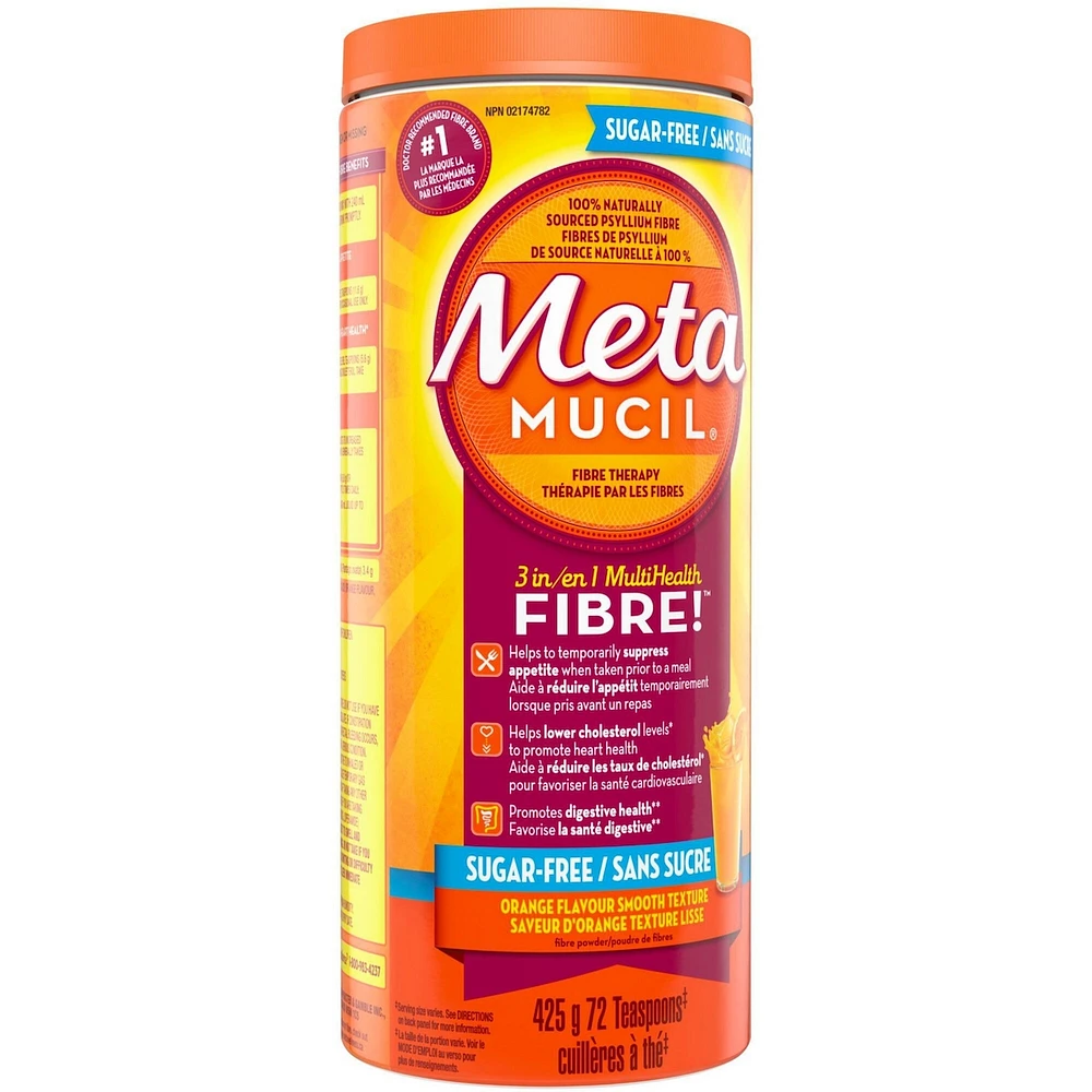 Fibres MultiSanté 3 en 1! Supplément de fibres en poudre, sans sucre, orange, 425 g