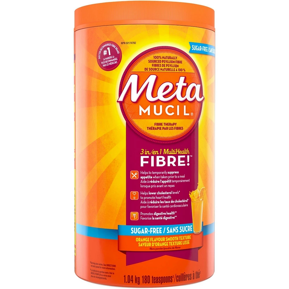Fibres MultiSanté 3 en 1! Supplément de fibres en poudre, sans sucre, orange, 1,04 kg