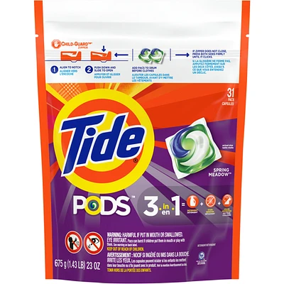 Capsules de détergent liquide Pods HE Turbo, parfum Spring Meadow, 31 capsules