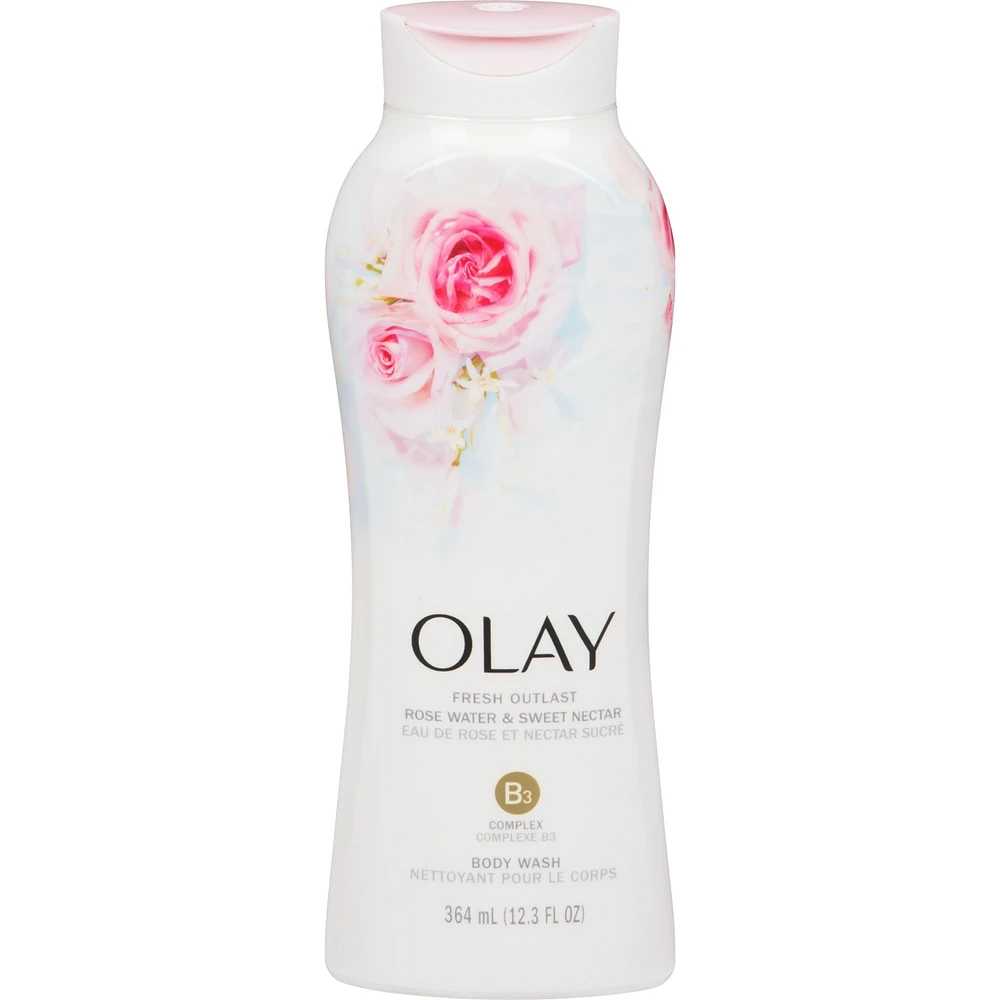 Olay Fresh Outlast Rose Water & Sweet Nectar Body Wash, 364 mL