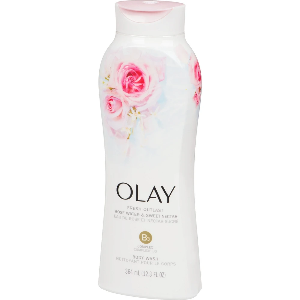 Olay Fresh Outlast Rose Water & Sweet Nectar Body Wash, 364 mL