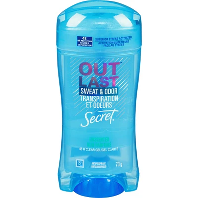 Secret Outlast Sweat & OdorClear Gel Women's Antiperspirant Deodorant, Unscented, 73 grams
