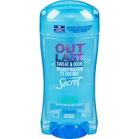 Antisudorifique et désodorisant gel clarté pour femmes Secret Outlast Transpiration et odeurs, non parfumé, 73 grammes
